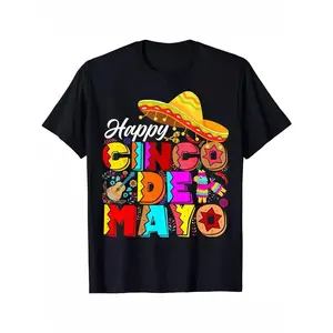Summer t Shirts Men'S Cinco De Mayo T-Shirt - 100% Cotton Casual Round Neck Short Sleeve Tee with Vibrant Fiesta Print for All Seasons