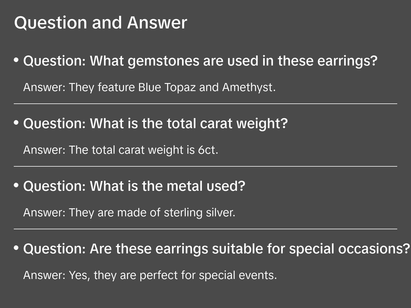 6ctw Blue Topaz Amethyst Gemstone Drop Earrings