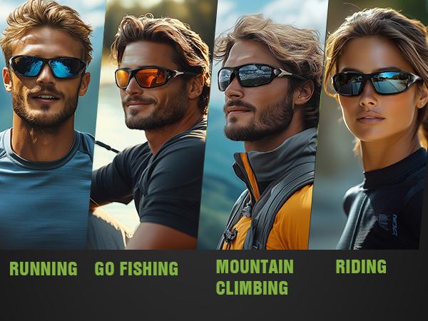 3 Pack Polarized Sports Sunglasses for Men, Sunglasses Wrap Around UV400 Protection for Cycling Fishing Driving