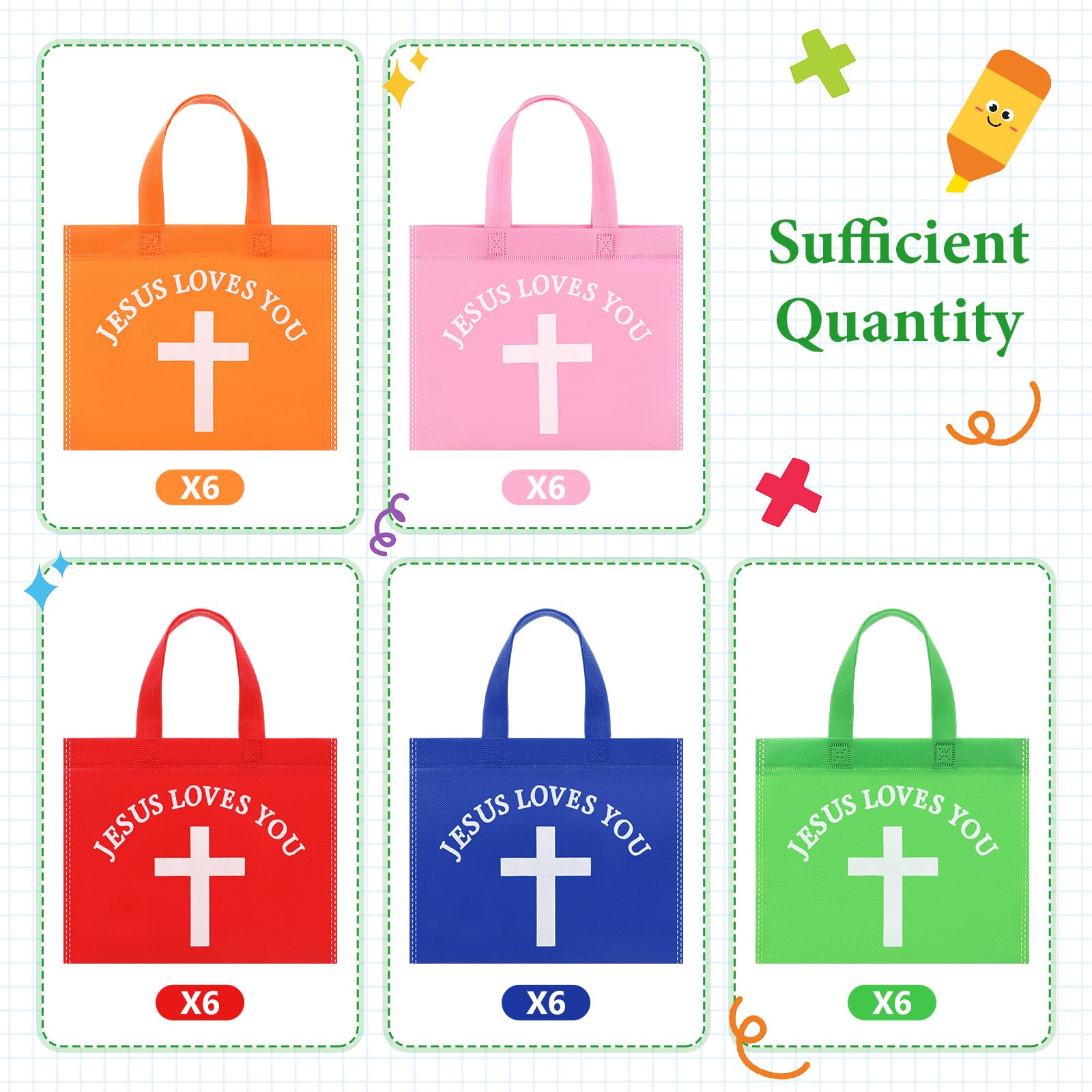 Graduation Goodie Bags Pencil Gift Bags Non Woven Crayon Handbags Crayon Bags Party Favors Bag for Student Teacher Christian,Birthday Thanksgiving Back to School Welcome First Day of School Graduation Gift,Classroom Gift Exchange
