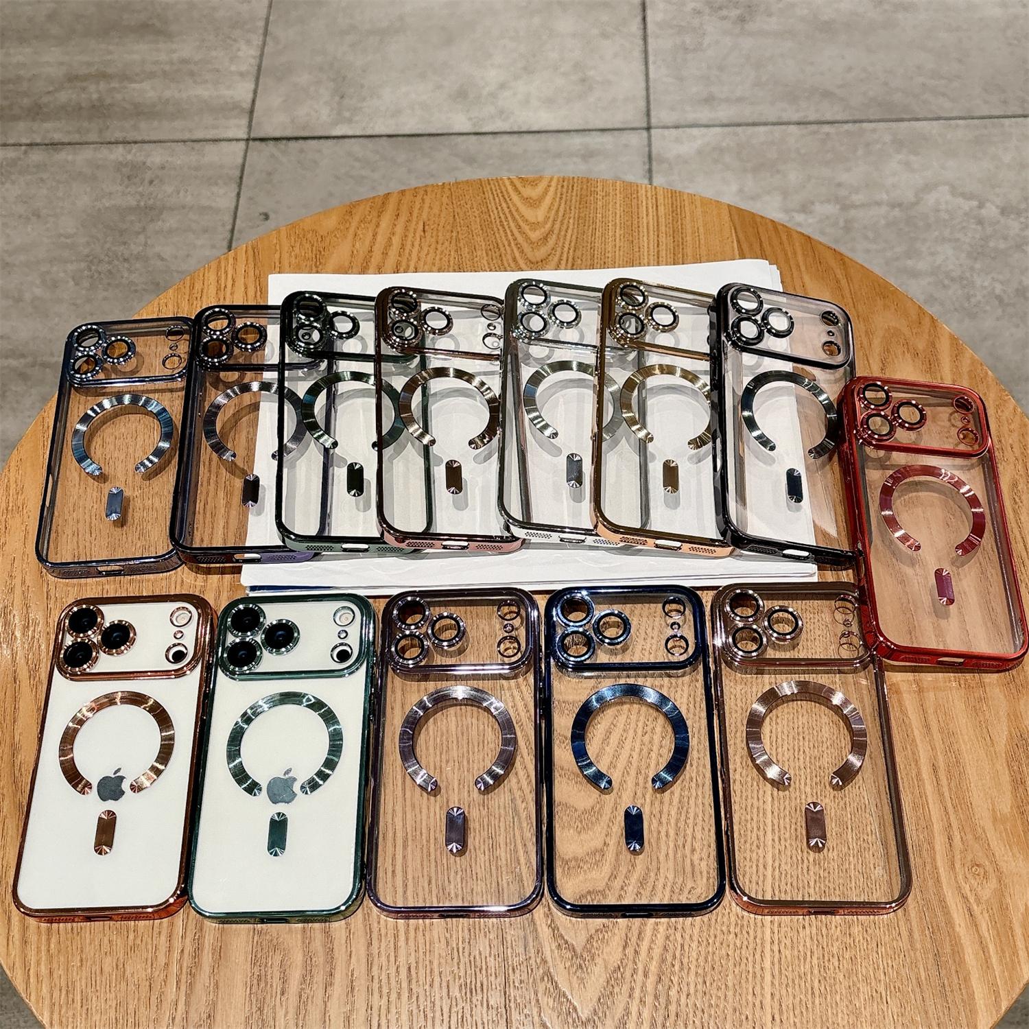 For iPhone 17 Pro Max 16 15 Plus/Pro [Compatible with MagSafe] Shockproof Camera Lens Protectors Electroplate Edge Soft TPU Protective Phone Cover Durable Wireless Magnetic