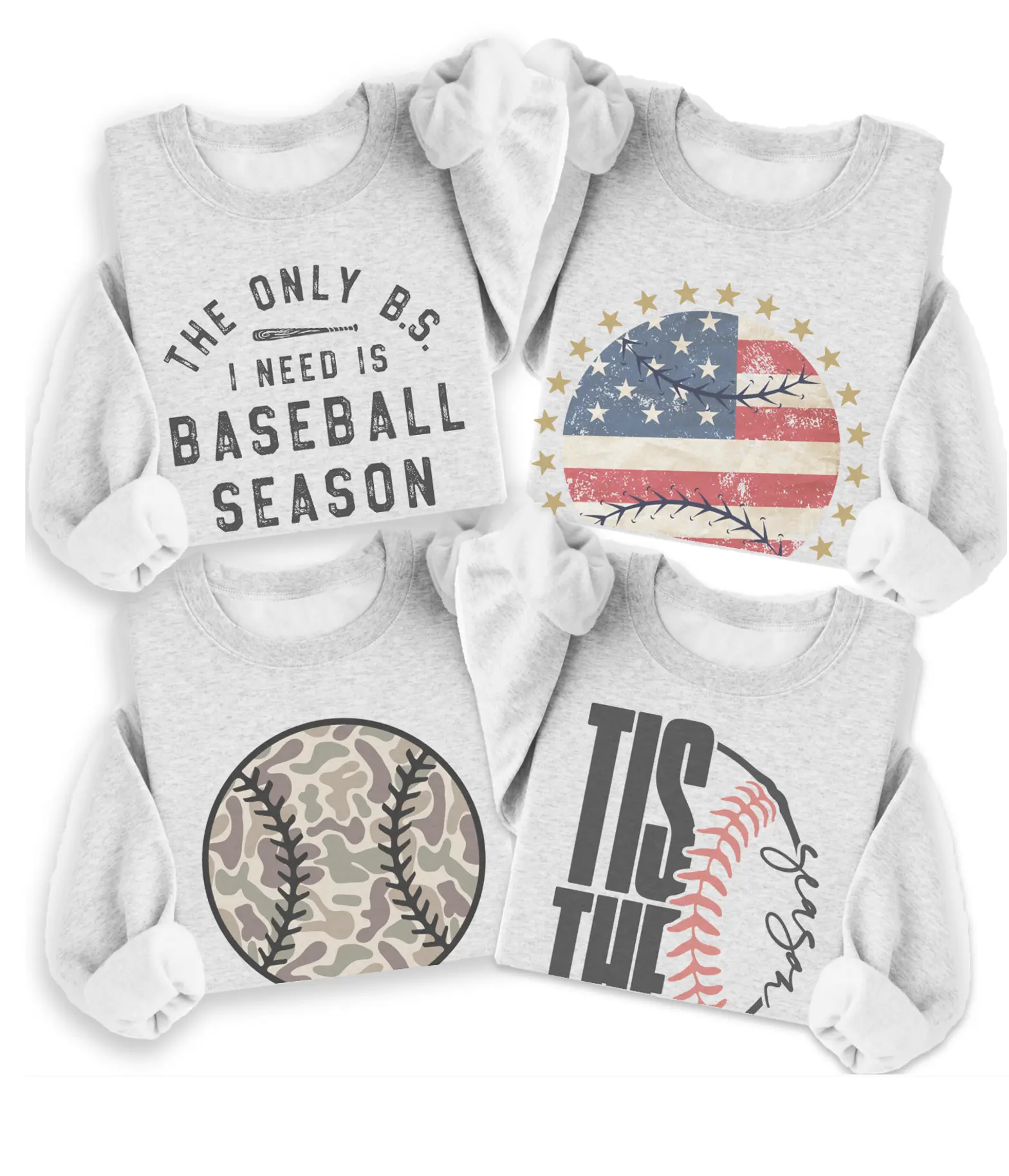 Vintage Baseball Sweatshirt Retro Baseball Game Sports Pullover Camo Baseball Sweater Flag USA Baseball Crewneck Casual Unisex Top
