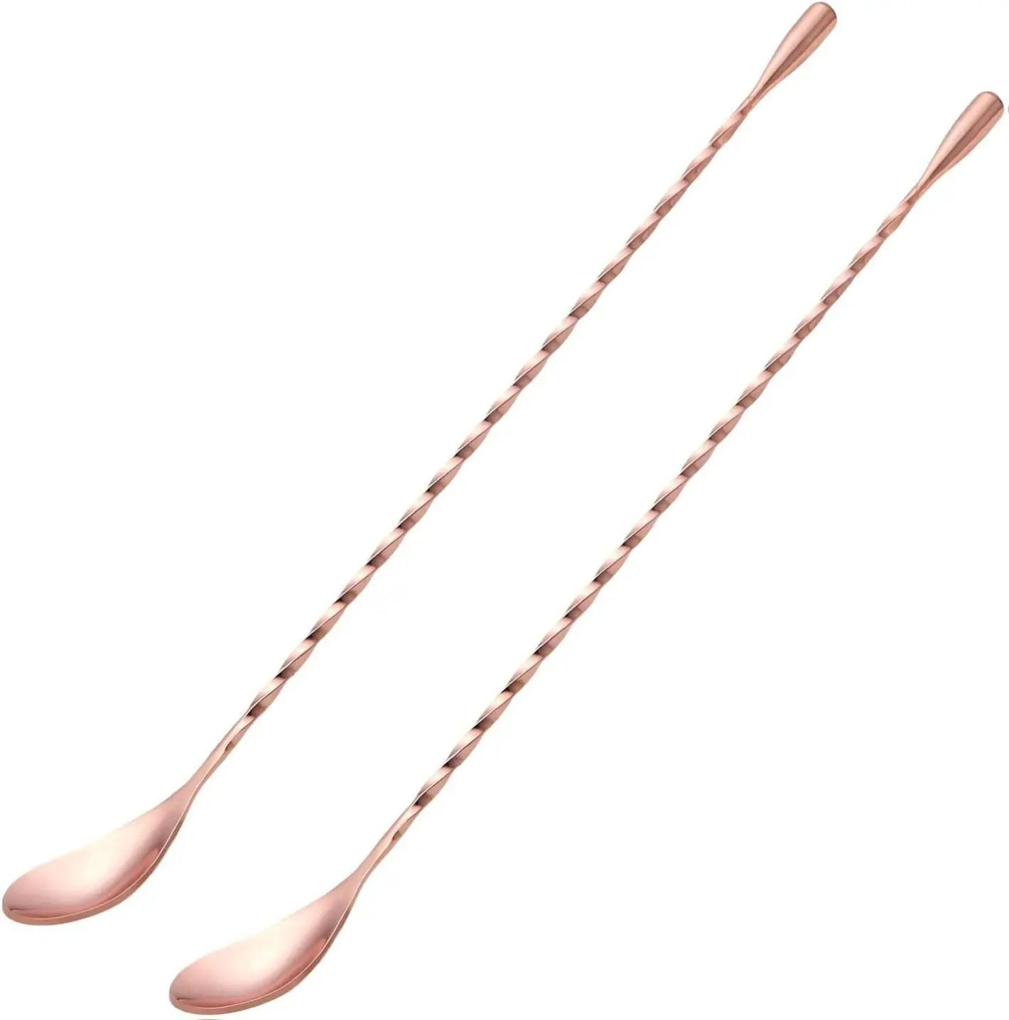 2 Pcs 12 Inches Bar Spoon, Long Handle Mixing Stirrers for Drink, Stainless Steel Bar Cocktail Shaker Spoon, Rose Gold