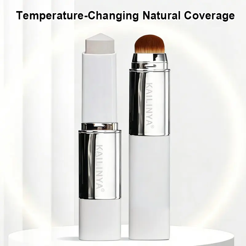 Dual-Ended Color-Changing Natural Longwear Foundation Stick, Blendable Long Lasting Buildable All Day Coverage 4-in-1 Concealer, Contour and Highlighter, Long-Lasting Flawless Finish with No Cakey Makeup