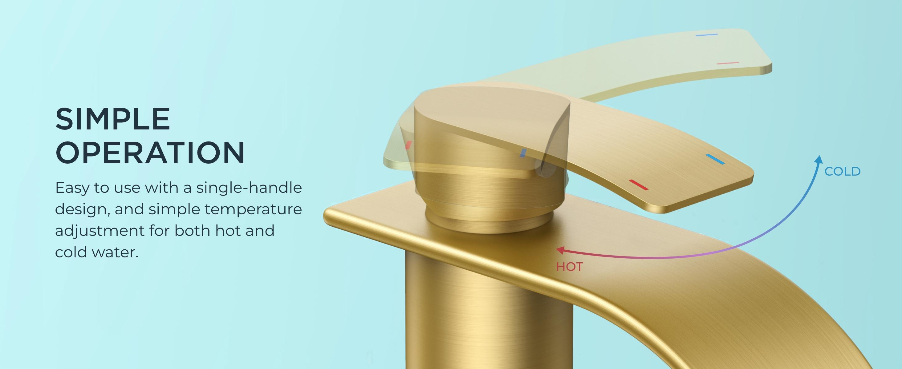 FORIOUS Waterfall Bathroom Faucet Single Handle with Deck Plate, Metal Pop up Drain, cUPC Hoses for Vanity Basin RV Lavatory Sink, Drip-Free Stability, Rust-Resistant, 3/8" Hoses Included - Decorative