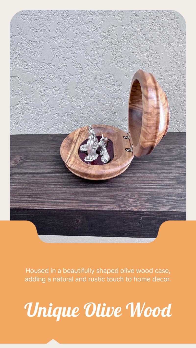Olive Wood Nativity Scene, Size 5x2.5 Inches
