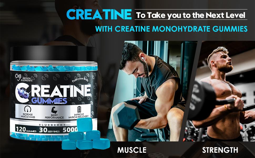Creatine Monohydrate Gummies 5000mg for Men & Women, Gomitas de Creatina 5g Creatine Monohydrate,120 Count 0g Sugar Chewables CreatinePre-Work Out fo