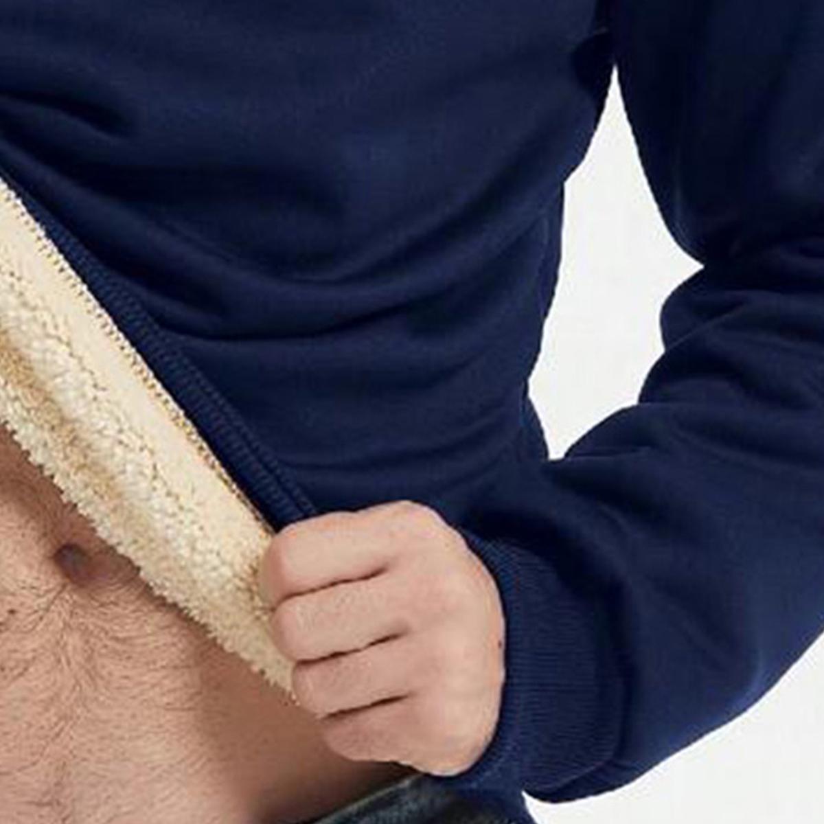 Men's Crewneck Sweatshirt Sherpa Lined Sweatshirts Fleece Pullover Basic Tops Warm Crewneck Spring Winter Sweatshirt Fallfreshness Outdoorfun