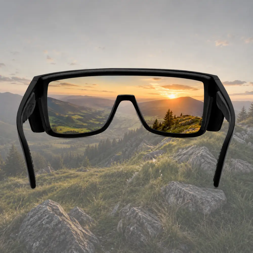 Bomber Eyewear Z87+ Rated Polarized Hi-Def Sunglasses - Male, ANSI Certified, Modular Shields, Safety Frame, Wrap-Around Design, Shatterproof UV400 Protection for Work/Riding