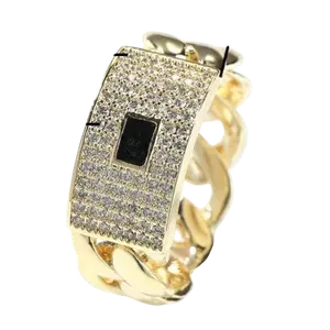 【Ring】 Gold Tone Cuban Link Ring 6mm Size 6-9 – Stainless Steel Thick Chain Style Unisex Hip Hop Ring