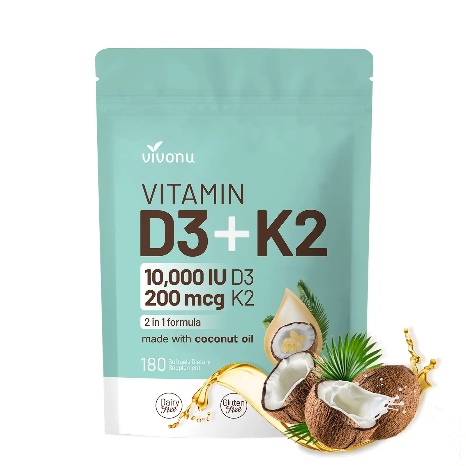 【FINAL DEAL】Vitamin D3 K2 Supplement Softgels | Natural Nutritional Supplements | Enhanced Energy & Health Support | Potent Botanical Formula, 180 Capsules Dietary Healthcare