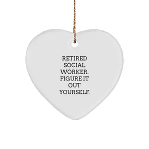 Social Worker Heart Ornament Gifts from Friends, Funny Heart Shaped MDF Christmas Unique Ornaments for Social Workers, Retired Social Worker Figure It Out Yourself