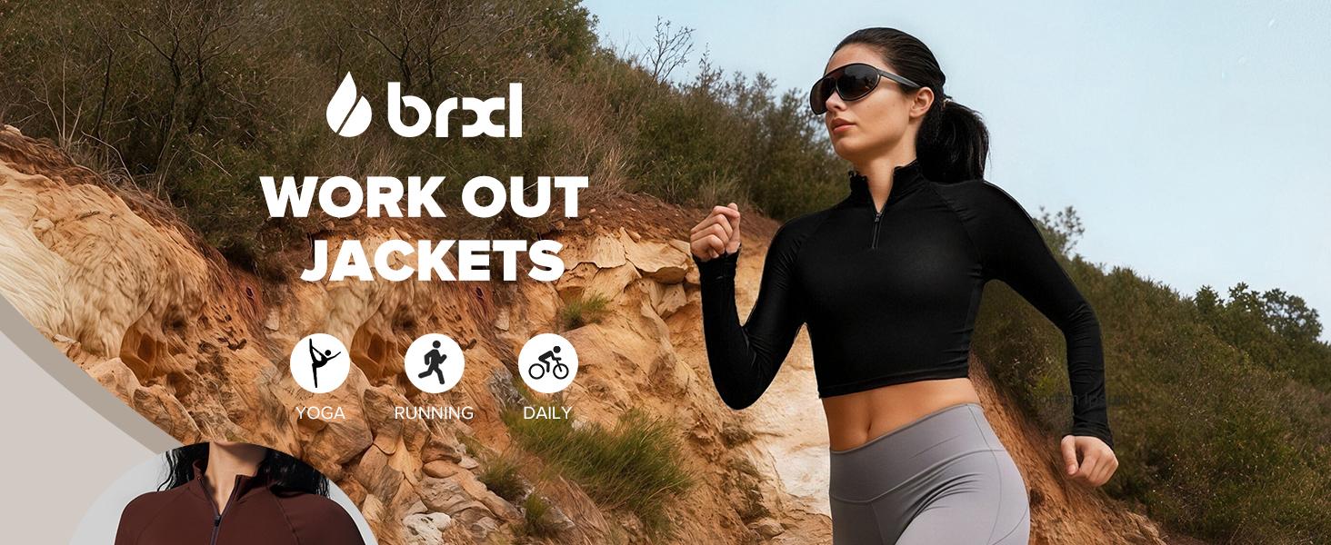 BRXL【Discount for live】Womens Half Zip Cropped Jacket BBL Workout Jacket Lightweight Athletic Pullover Sculpting Fit Ribbed Trim Running Yoga Gym Wear Moisture Wicking Stretch Fabric for Training-brxl-1