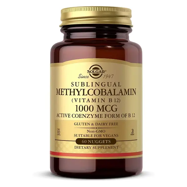Solgar Pure MethylB12 Vitamin B12 1000 mcg Unflavored Nuggets - 60 Count, Supports Energy Metabolism & Energy Boost