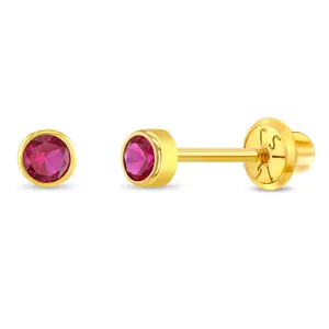 14k Tiny CZ Birthstone Toddler Earrings
