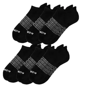 BOMBAS Women's Solid Black Ankle Socks, 6-Pack Cushioned Athletic Low Cut Socks, Size Medium (7.5-11)