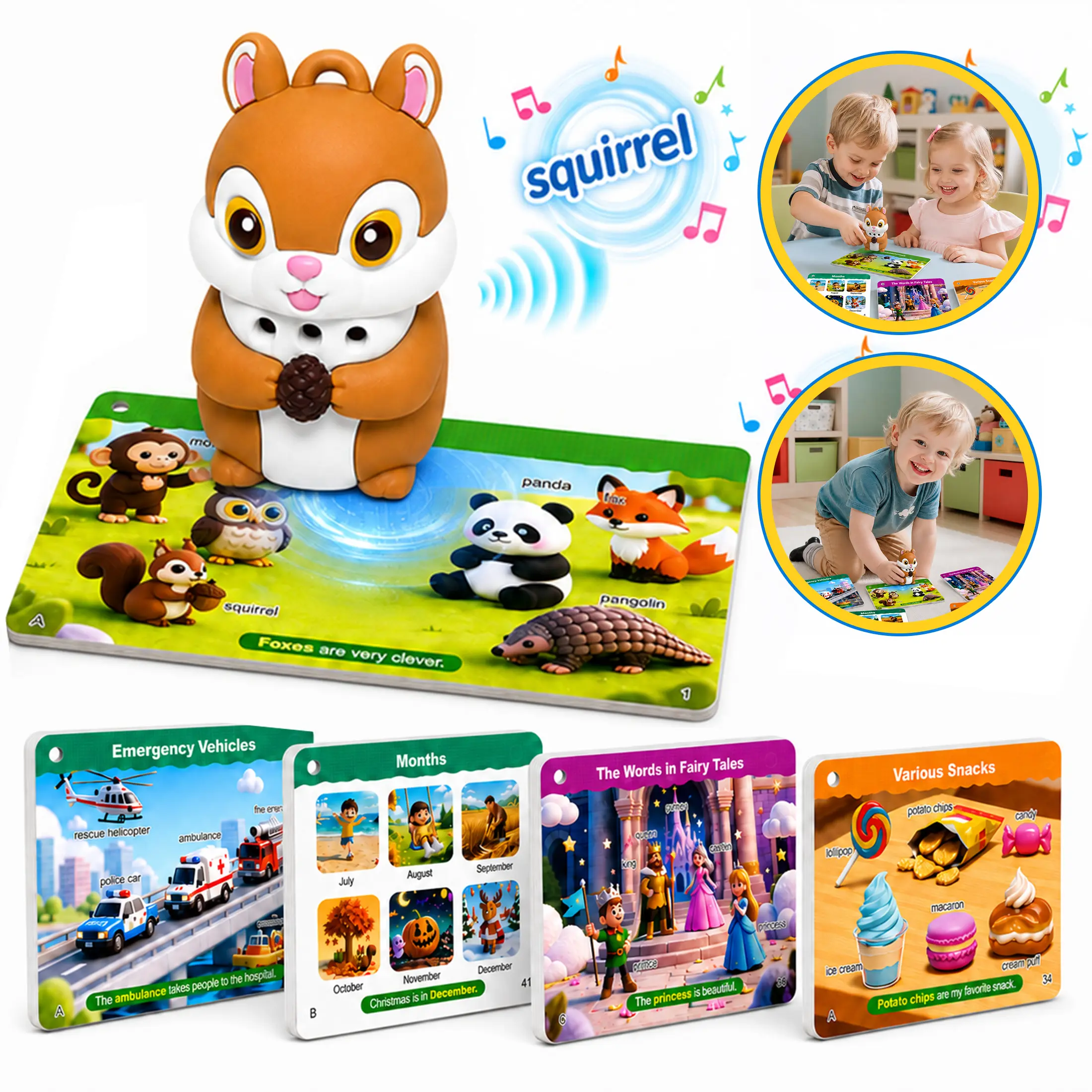 Phonics Flash Cards with Interactive Learning Stickers Montessori Phonics & Sight Words Set 56 Cards 629 Words 68 Categories Educational Toy for Kids - Flashcard
