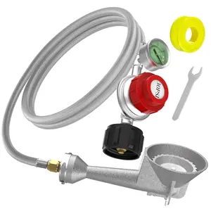 High Pressure Propane Burner Head 0-30PSI Regulator Kit with 5FT Hose for Turkey Fryer