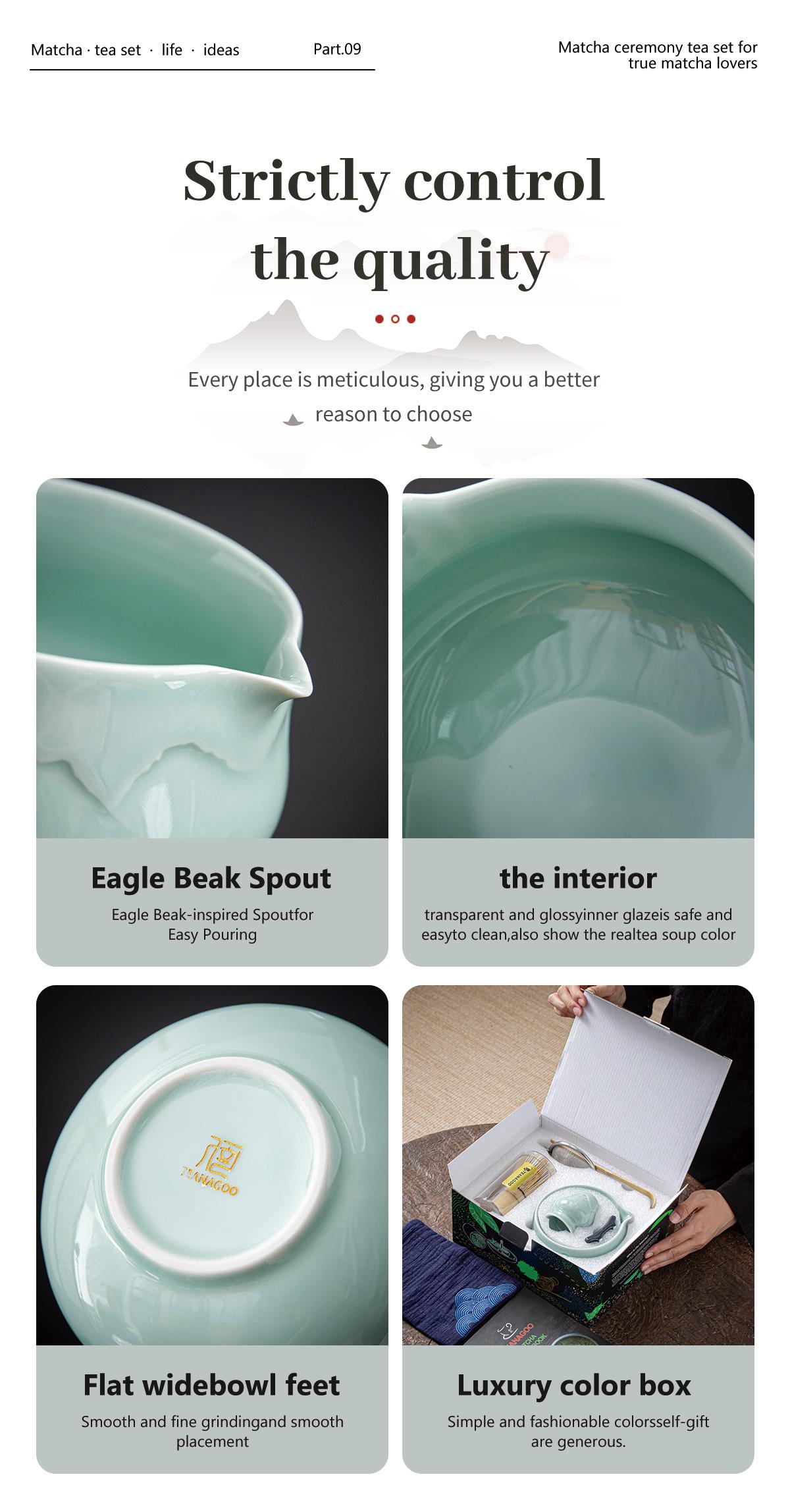 TEANAGOO Christmas Blue Matcha Set 7-Piece Matcha Kit with Gradient Ceramic Bowl Bamboo Whisk Scoop & Sifter Cozy Holiday Gift for Tea Lovers