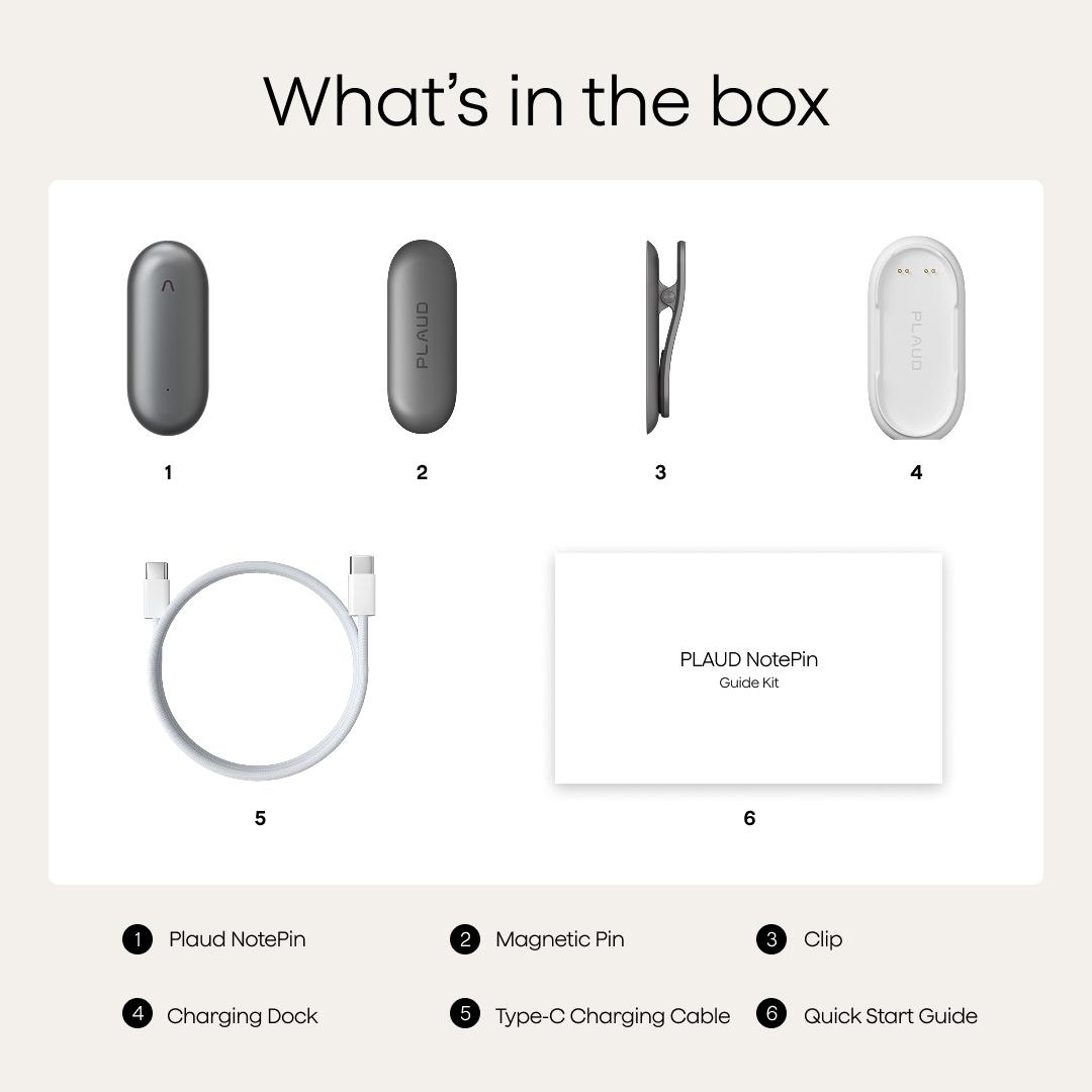 Plaud NotePin / NotePin S Wearable AI Voice Recorder, One-Touch Clip Recording, AI Transcription for Meetings, Interviews & Daily Work, Useful Gadget & Gift for Him or Her