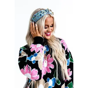 Graceful Reflections Embellished Headband In Sky Blue