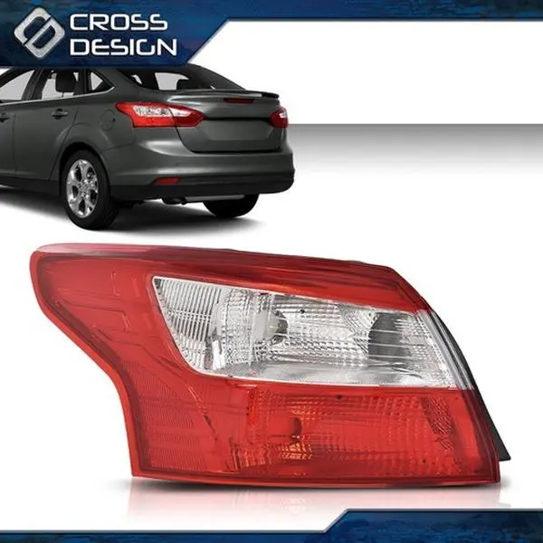 CROSSDESIGN Automotive Outer Left Driver Side Tail Light Lamp, Replacement Part for 2012-2014 Ford Focus 4-Door Sedan