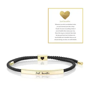 Just Breathe Inspire Bracelet - Stainless Steel & 18K Gold Plated Braided Design with Engraved Message - Adjustable Up to 10"