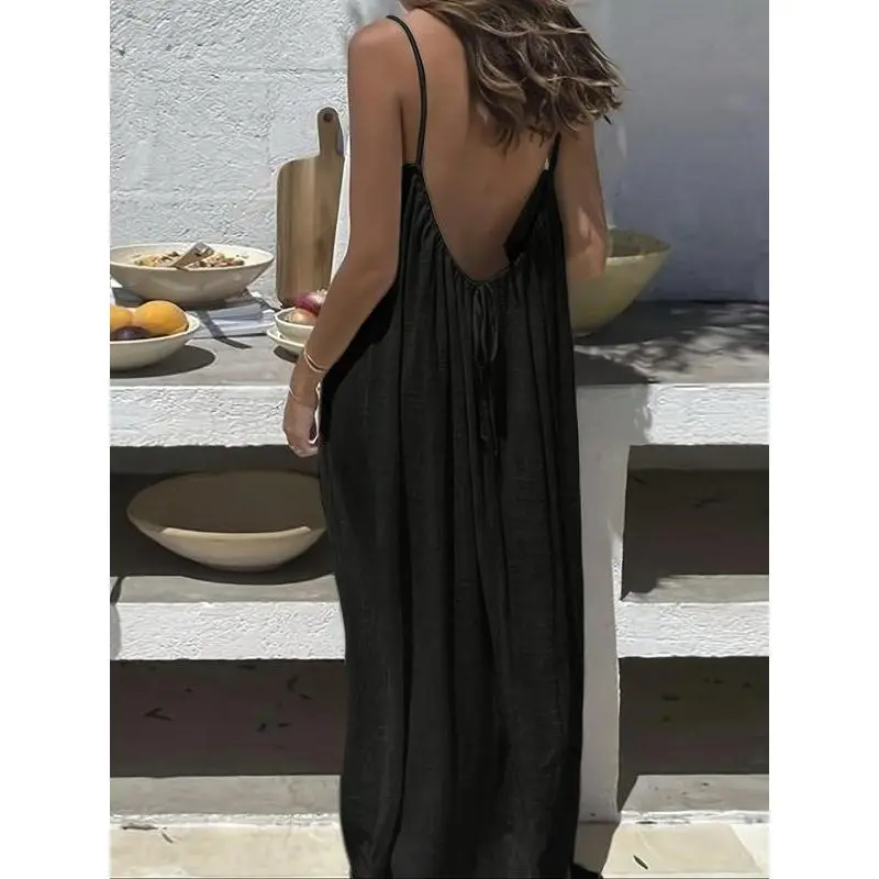 Women's Solid Color Cami Lounge Dress, Elegant Sleeveless Long Dress for Summer, Ladies Sleepwear for Indoor Wear Homewear Womenswear night gown for women - TikTok Shop Women's Solid Color Cami Lounge Dress, Elegant Sleeveless Long Dress for Summer, Ladies Sleepwear for Indoor Wear Homewear Womenswear night gown for women - TikTok Shop