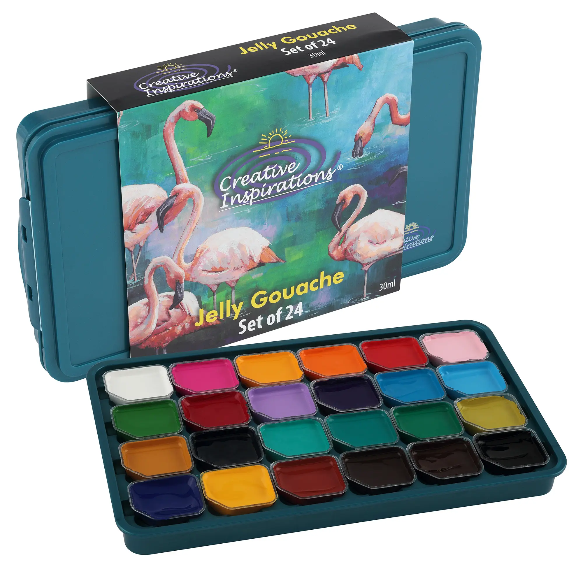 Creative Inspirations Artist Quality Jelly Gouache Paint Set - 24 Assorted Colored 30 mL Each, Beginner Friendly, Art Supplies Haul, Office Stationery Art Supplies for Artists & Painting Enthusiasts, Beginner Friendly Drawing & Painting Supplies
