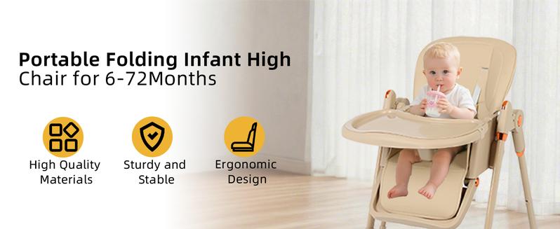 New High Chair & Cradle For Children's,Multifunctional 6 in 1 Adjustable High Chair with Removable 3-Position Adjustable Tray, stain resistant Stability Structure & 3-Point Safety Harness,Dining Room Furniture