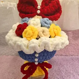 Flower Bouquet Rose Sunflower DIY Handmade Crochet Handheld Flower Weaving High School Entrance Exam Gift Thanksgiving Mother Romantic Lover Couple Birthday Gift Girlfriend Boyfriend Anniversary Hand-held bouquets timeless