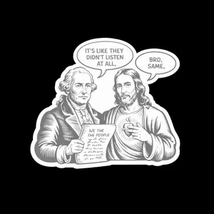 George Washington Jesus Meme Sticker, We The People Funny Political Humor Vinyl Decal