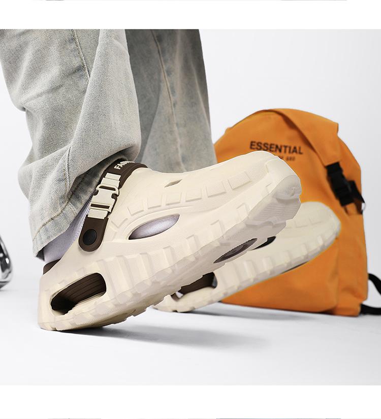 Men's Summer Slippers Outdoor Teenagers Thick Sole Height Increasing Driving Dual Use Closed Toe Cool Hollow Shoes