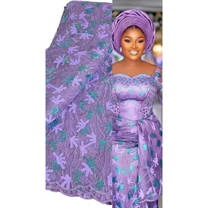 5 Yards of Exclusive quality African fabric Sequins Net Lace.