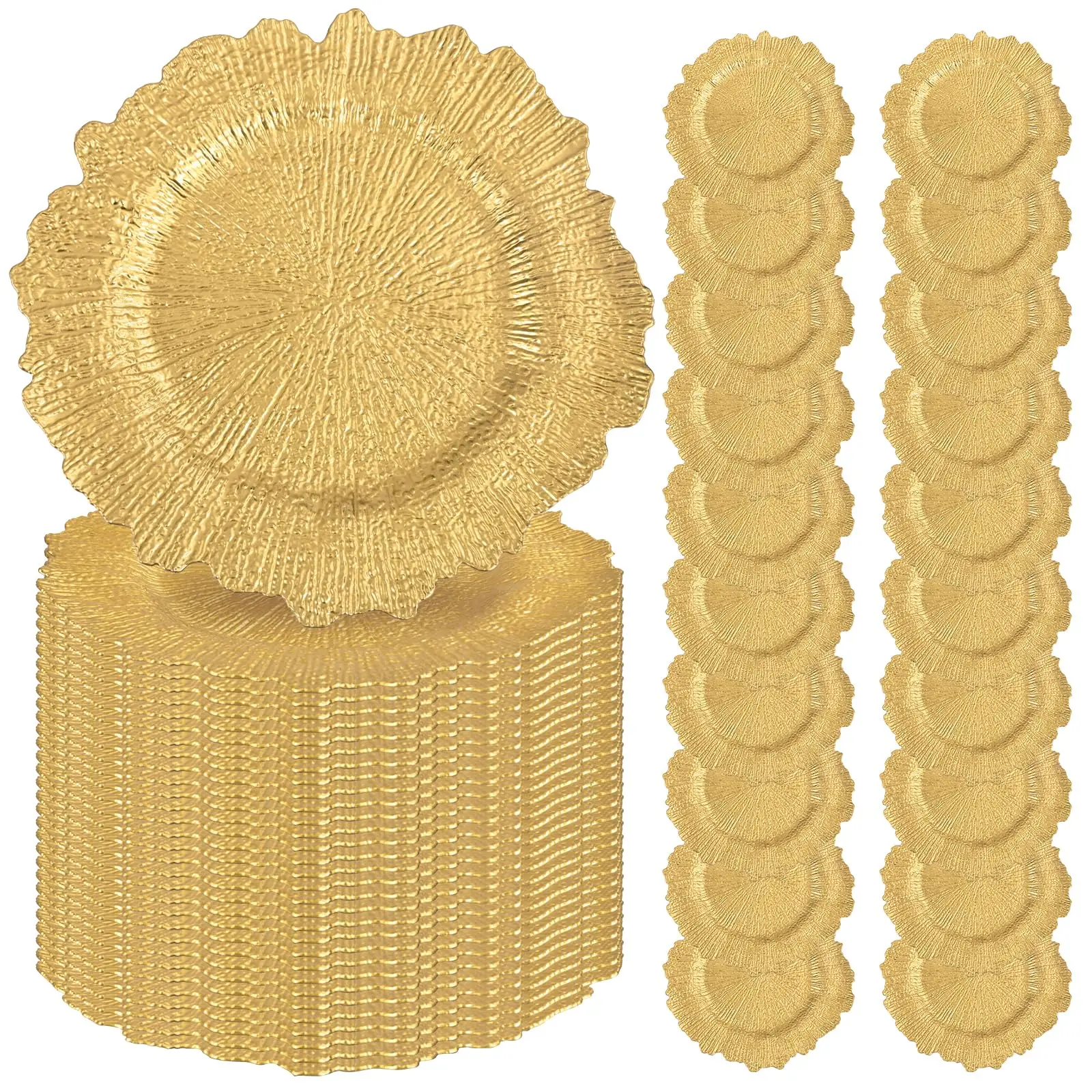 MTREO 50 100 PCS Charger Plates 13" Round Charger Plates Bulk Reef Chargers for Dinner Plate Decorative Chargers Plastic Plate for Wedding Party Event Baby Bridal Shower Table Decoration