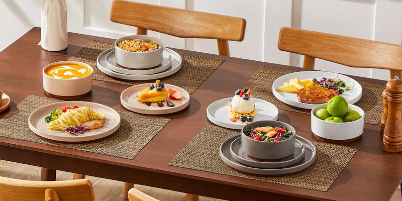 MALACASA Dinnerware Sets, 12/16/18/24 Pieces Modern Ceramic Plates and Bowls Set for 4/6/8 Kitchen Dinner Set Stoneware Tableware Set Microwave and Dishwasher Safe, Series TARA MALACASA Dinnerware Sets, 12/16/18/24 Pieces Modern Ceramic Plates and Bowls Set for 4/6/8 Kitchen Dinner Set Stoneware Tableware Set Microwave and Dishwasher Safe, Series TARA