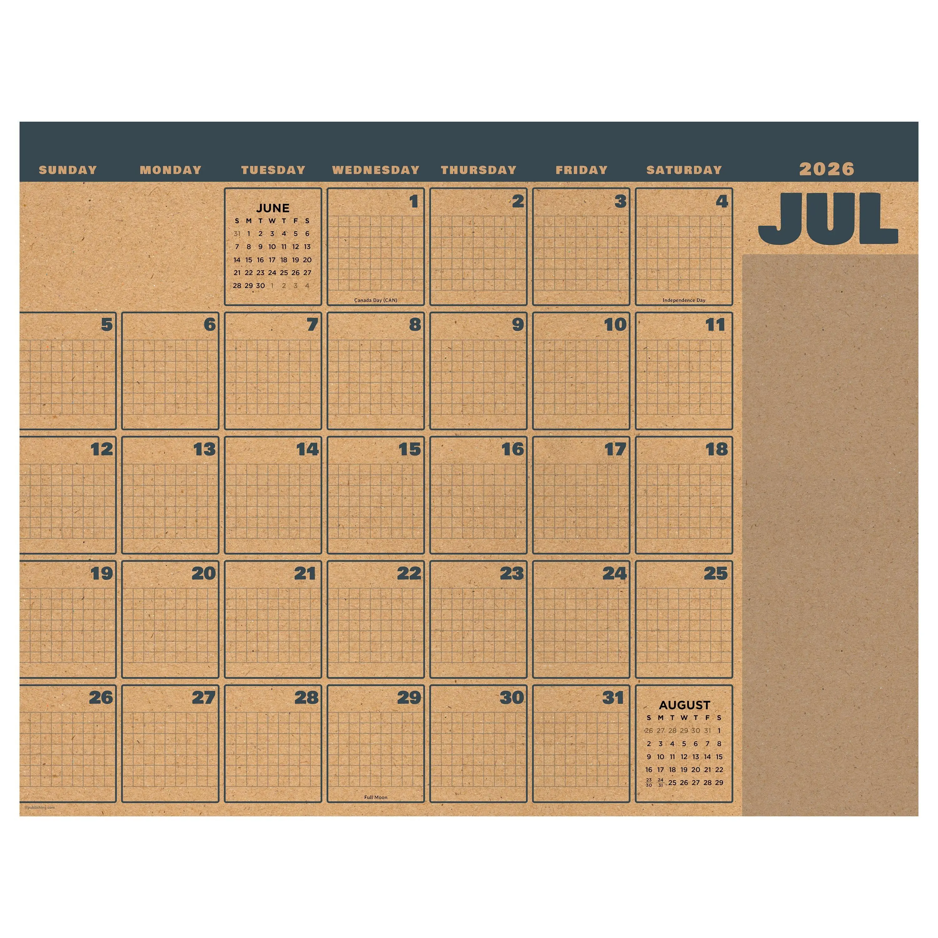 July 2026 - June 2027 Trail + Timber Large Desk Pad Monthly Blotter Calendar