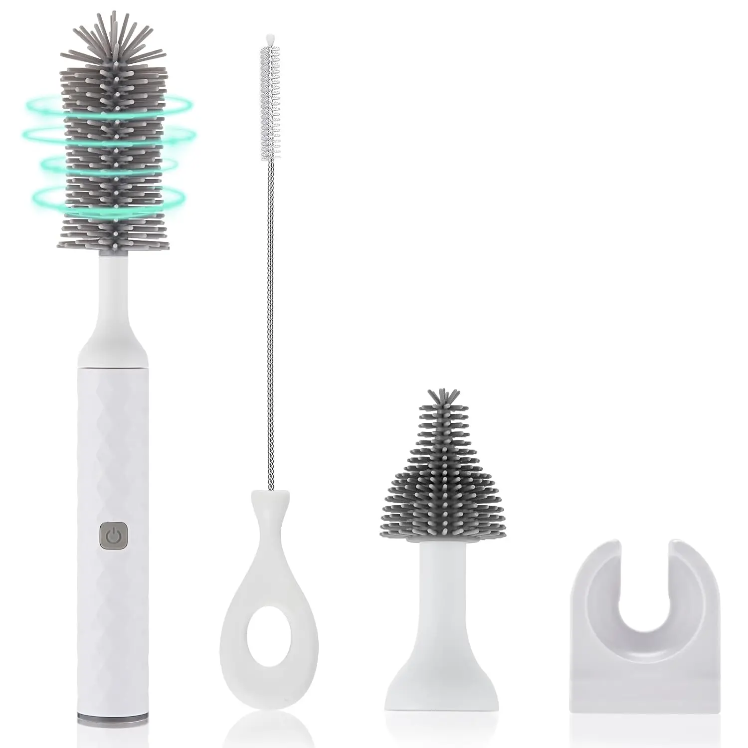 Electric Baby Bottle Cleaning Brush Kit for Busy Parents - 360° Stain Scrub, BPA-Free Silicone Heads, 1200rpm Deep Clean, Rotates Fast, Waterproof USB Rechargeable, Time-Saving, No Manual Scrubbing, Easy Rinsing, Complete Cleaning Kit, Convenient Charging
