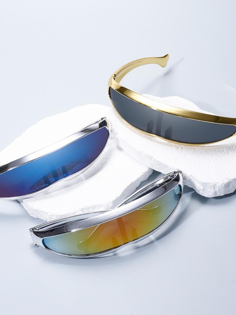TikTok Viral Y2K Futuristic Sunglasses for Women Men, Cyberpunk Shield Visor Eyewear, Metallic Wrap Around Rave Festival Glasses, Trendy 2026 Aesthetic Streetwear Accessory, Space Age Sun Glasses