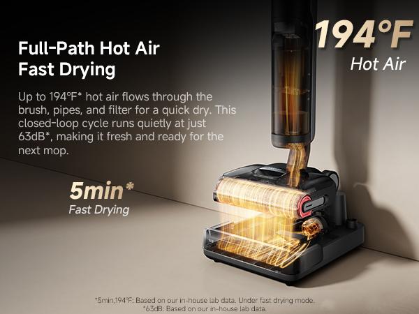 DREAME H15 Pro CarpetFlex Cordless Vacuum Mop, Wet Dry Vacuum Cleaner with Dual Brushes for Hard Floors & Carpet, Tangle-Free Hair-Cutting, 23kPa Suction, 180° Lie-Flat Floor Washer, 194°F Fast Drying