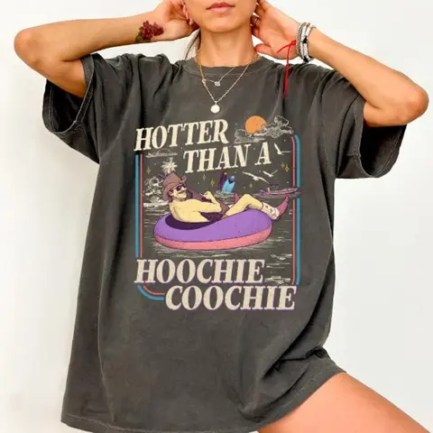 Comfort Colors Hotter Than A Hoochie Coochie Shirt, Vintage Con.cert Shirt, Meme Summer Vacation Tshirt,90s Country Music ,Lover Gift