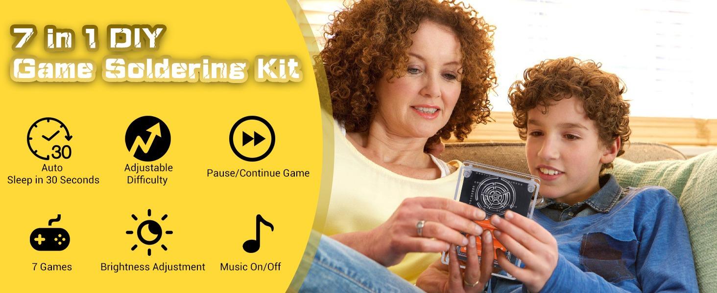 DIY Electronic Soldering Kit, Multi-Function 7-in-1 Hands-On Electronics STEM Kit, Soldering Practice for Students