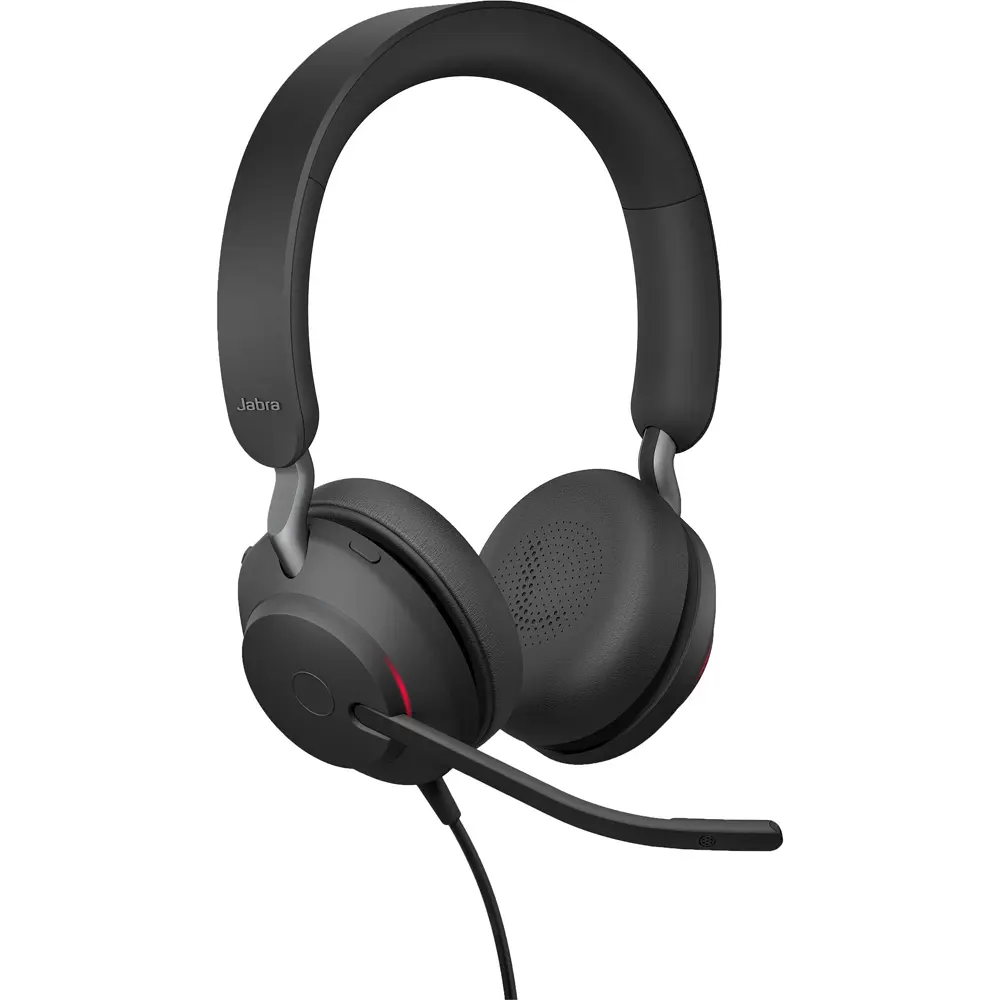 Jabra Evolve2 40 SE Noise-Canceling Stereo Wired On-Ear Headphone, USB-C Extension Cable Included, Unified Communications Compatible