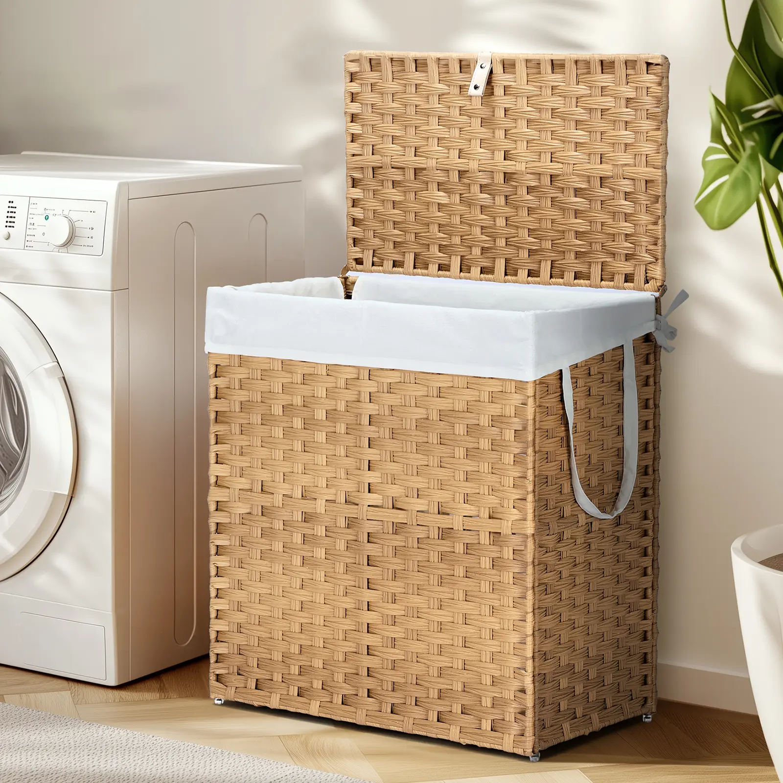 【Deal】Sweet Furniture Laundry Hamper-Large Capacity Clothes Basket with Lid, 23.8 Gallon (90L), Foldable Design for Bedroom,Bathroom, and Laundry Room Grey