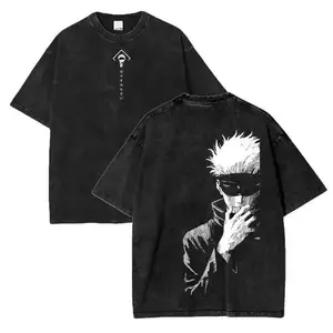 Jujutsu Kaisen Anime Acid Wash Oversize T-Shirt, Satoru Gojo Anime Tee, Gift For Him, Streetwear & Gym