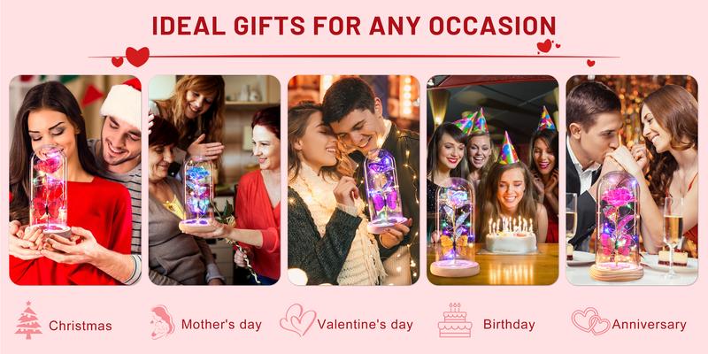 DEEMEI Birthday Gifts for Women Eternal Flower Light Up Galaxy Rose in Glass Dome with Butterfly Valentines Day Gifts for Her Mom Girlfriend Daughter