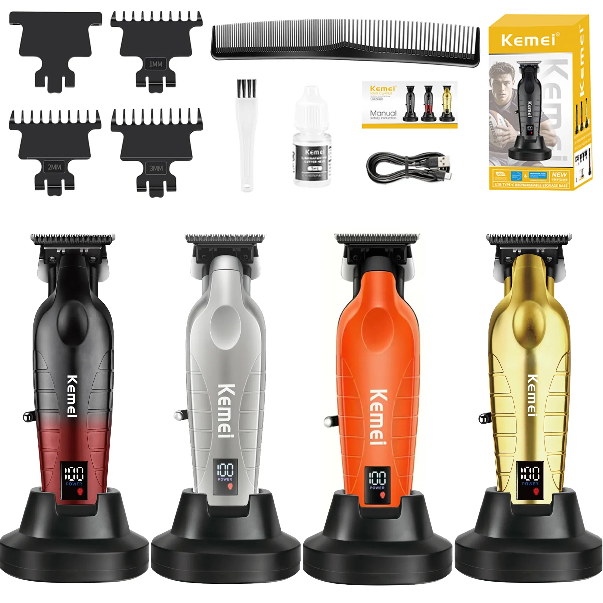 KEMEI  Zero Gapped Hair Trimmer for Men，Charging base，KMpg2499