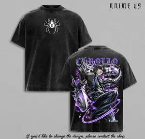 Chrollo Lucilfer Shirt Hunter x Hunter Anime Phantom Troupe Spider Leader Graphic Vintage Washed Oversized T-Shirt