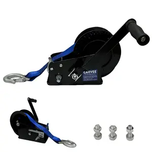 Garvee 3500lbs Heavy Duty Boat Trailer Winch with 33FT Strap, Dual-Speed 4:1/8:1 Gear Ratio, 2-Way Ratchet, Professional Hand Crank Winch for Pulling Boats, Trailers, Trucks, RVs, ATVs, Jet Skis