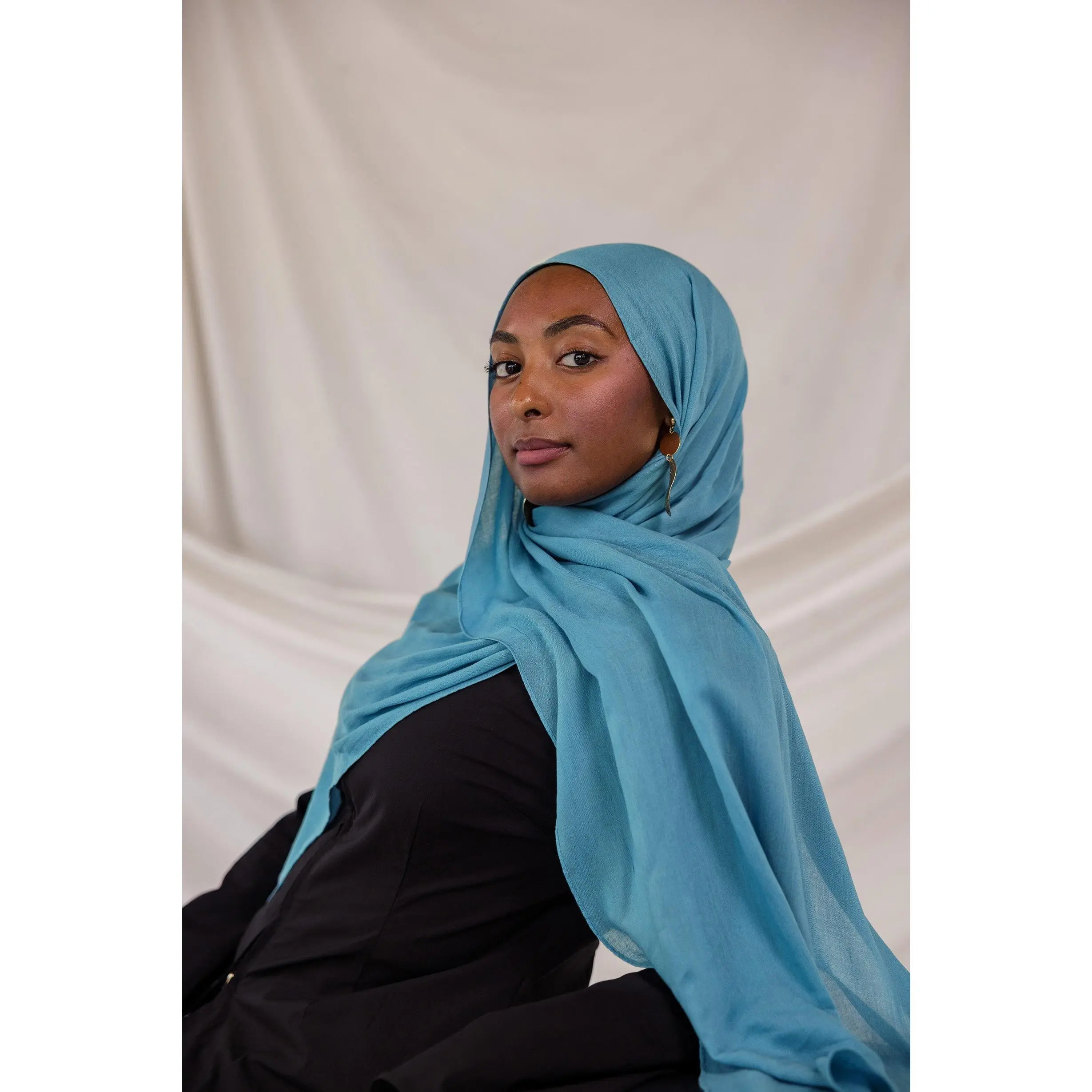VELA Women's Refined Storm Blue Solid Modal Square Modest Hijab - Breathable Scarf, Versatile for Everyday Layering, Classic Style, Hijab Fabric, Hand Wash Only
